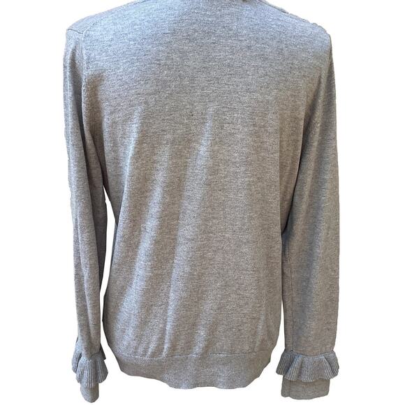Banana Republic Luxe Light Gray V-Neck Cashmere-Blend Sweater Women's Medium - Picture 2 of 8